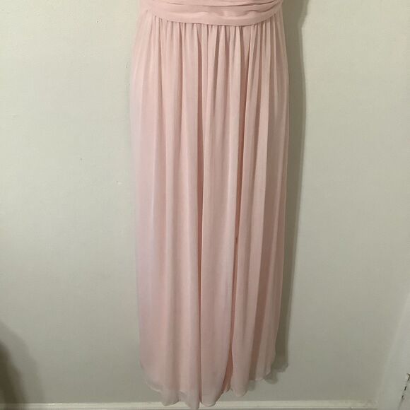 David's Bridal Pastel Pink Draped Summer Grecian Goddess Maxi Slip Dress Size 6 - Picture 3 of 9